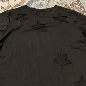 Black mesh star top